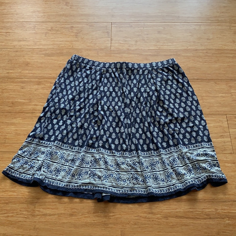 Blue Floral Jersey Skirt - Picture 2 of 5